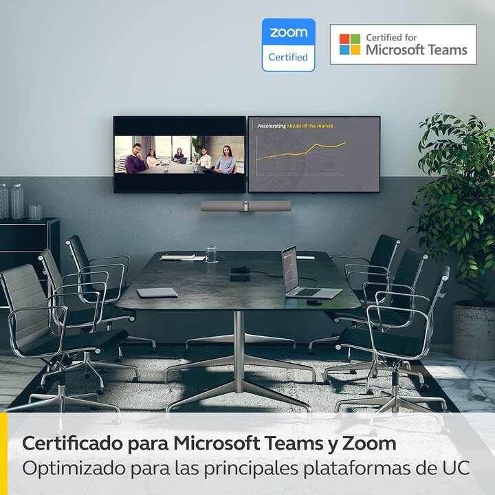 Barra video Jabra PanaCast 50 grigia (4K, altoparlanti, microfono, Ethernet, USB 2.0, Wi-Fi, USB-C)
