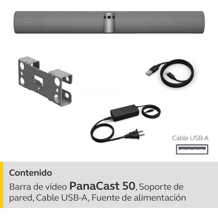 Barra video Jabra PanaCast 50 grigia (4K, altoparlanti, microfono, Ethernet, USB 2.0, Wi-Fi, USB-C)