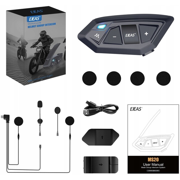 Intercomunicador para Moto EJEAS MS20 Bluetooth Negro