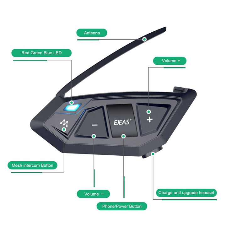 Intercomunicador para Moto EJEAS MS20 Bluetooth Negro