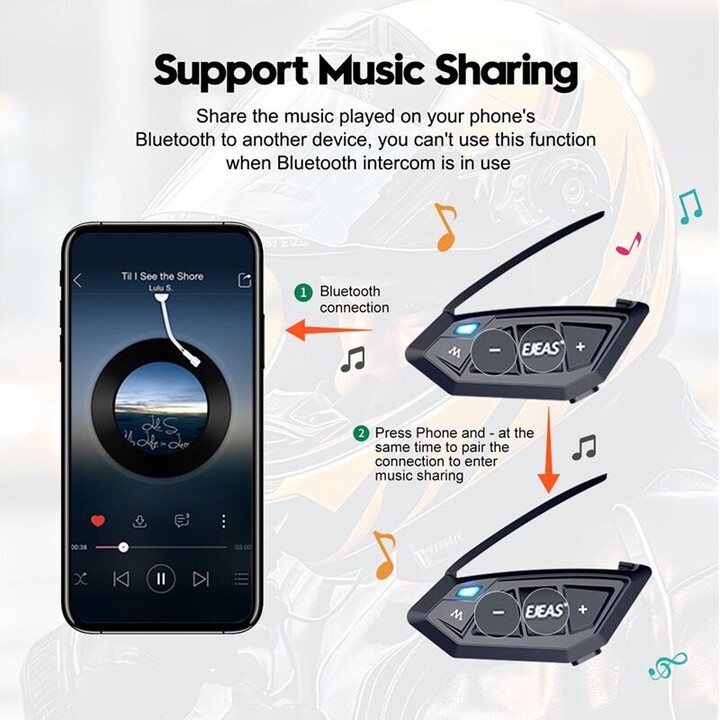 Intercomunicador para Moto EJEAS MS20 Bluetooth Negro