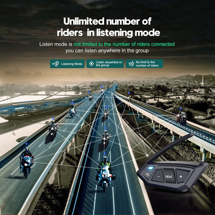 Intercomunicador para Moto EJEAS MS20 Bluetooth Negro