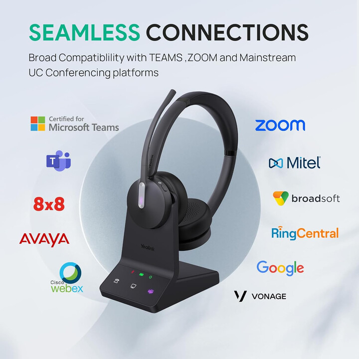Auriculares inalámbricos híbridos DECT para equipos duales Yealink WH64