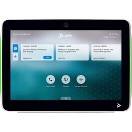Controlador táctil HP Poly TC10 con pantalla LED de estado y sistema de montaje flexible para videoconferencias, en color blanco