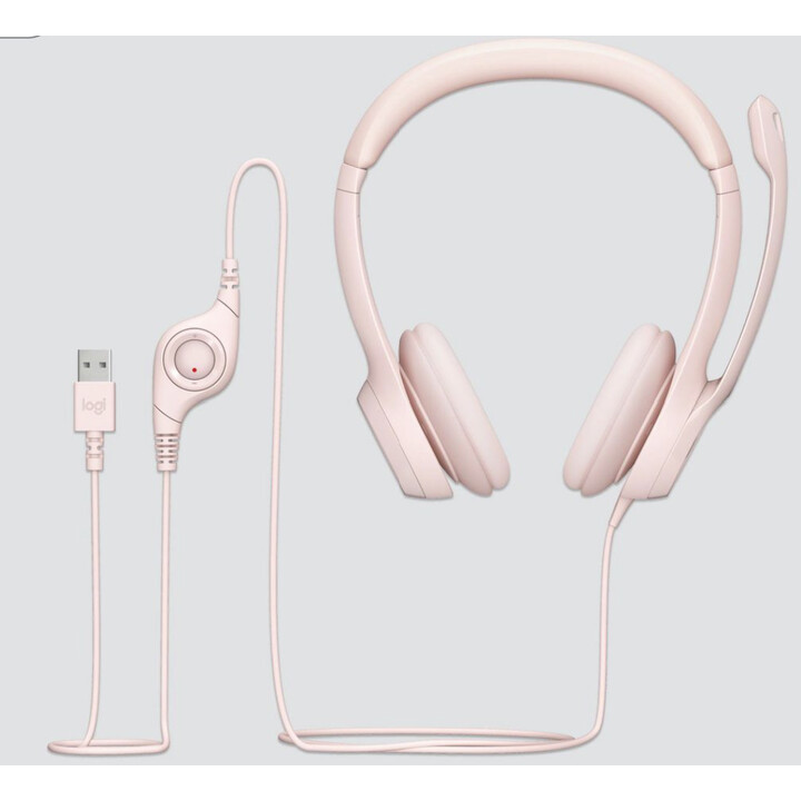 Auriculares supraurales LOGITECH H390 con cable USB-A, color rosa
