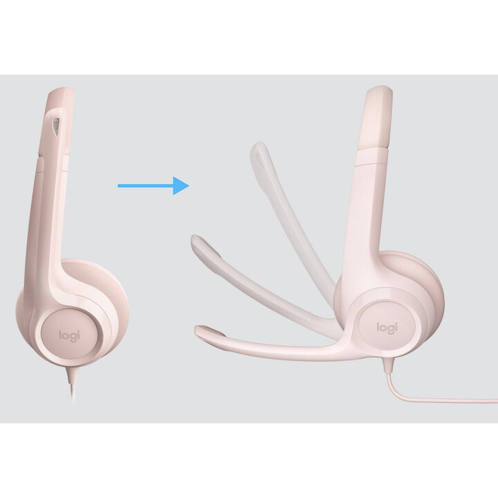 Auriculares supraurales LOGITECH H390 con cable USB-A, color rosa