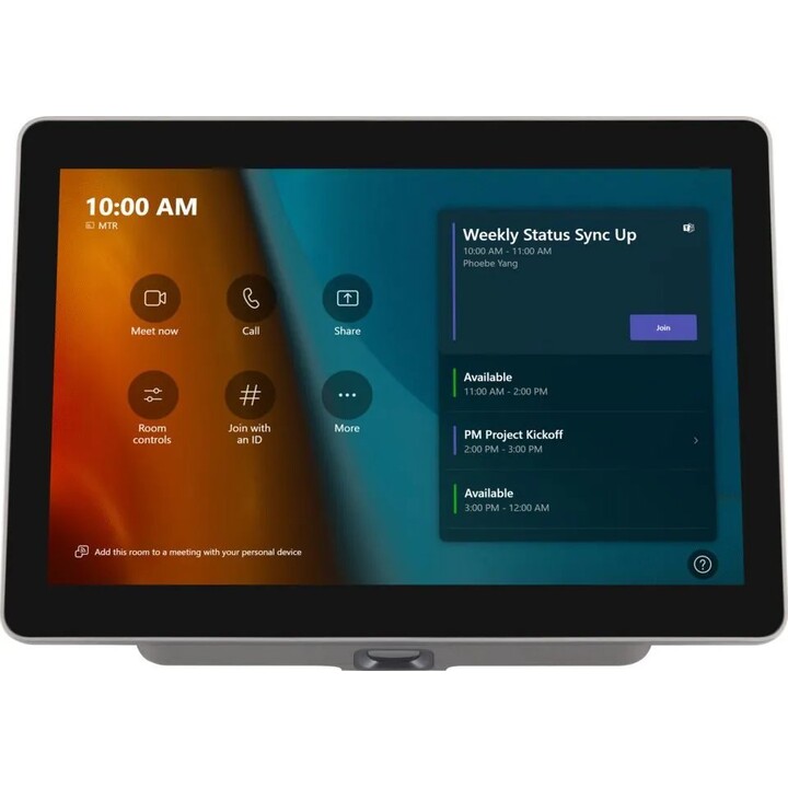 El kit ViewSonic para salas MTR incluye un mini PC y una pantalla táctil.