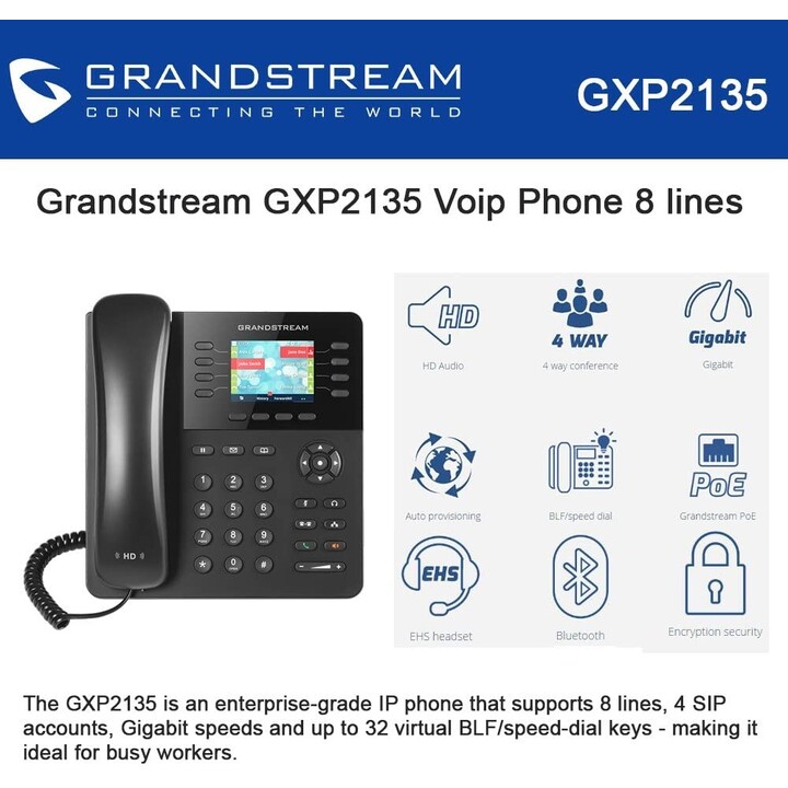 Grandstream GXP-2135 Telefoni IP con PoE Nero