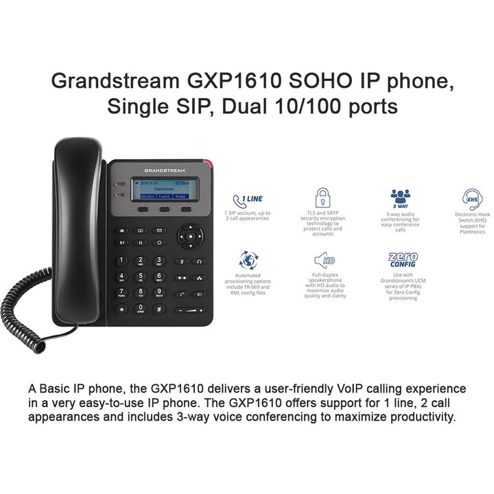 Grandstream GXP-1610 IP Phone Black