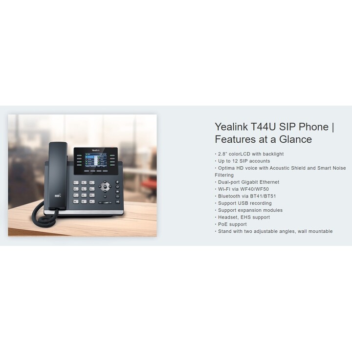 Yealink SIP-T44U IP POE T44U Negro