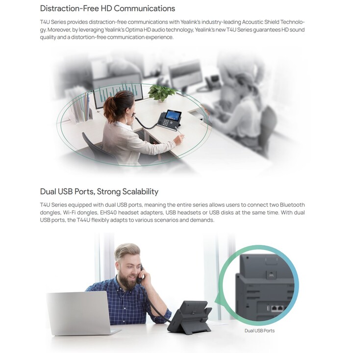 Yealink SIP-T44U IP POE T44U Negro