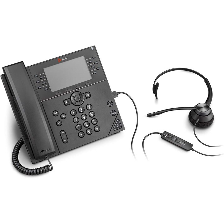 POLY VVX 450 Telefone IP comercial de 12 linhas e habilitado para PoE Preto