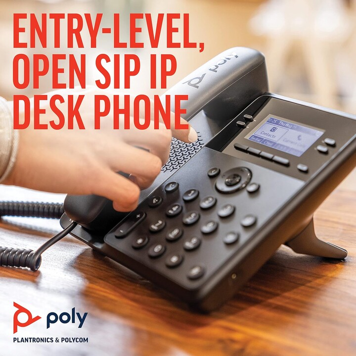 POLY Edge B30 IP phone with PoE-enabled, 16 lines, Black