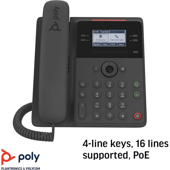 POLY Edge B30 IP phone with PoE-enabled, 16 lines, Black