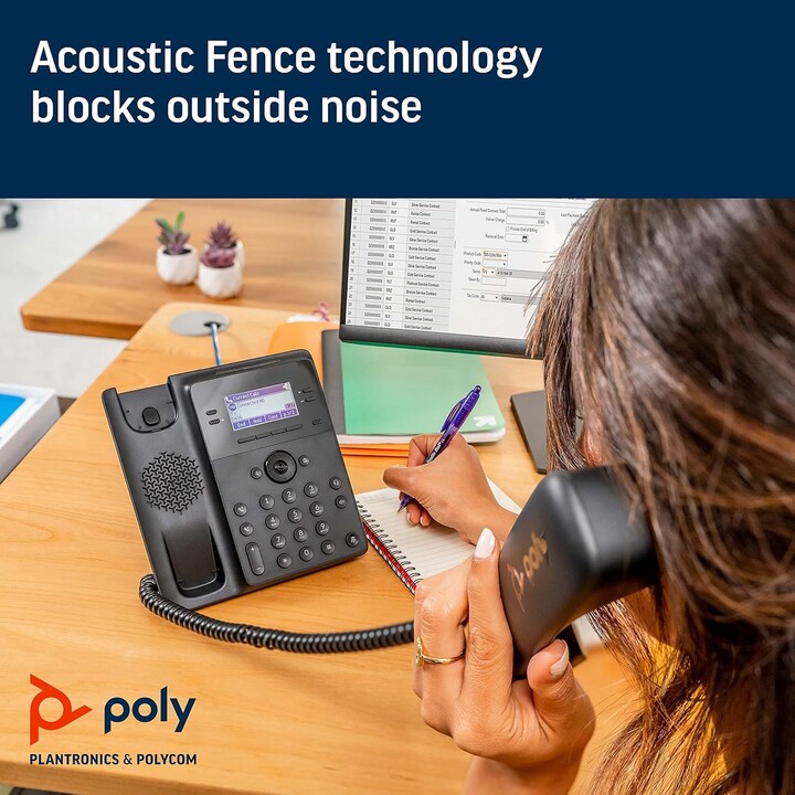POLY Edge B30 IP phone with PoE-enabled, 16 lines, Black