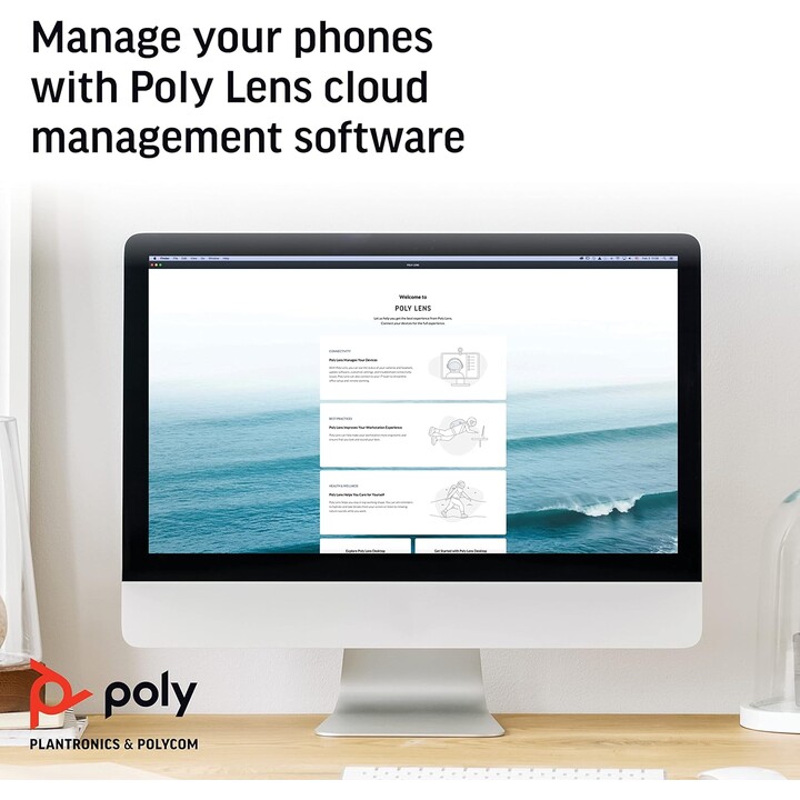 POLY Edge B30 IP phone with PoE-enabled, 16 lines, Black
