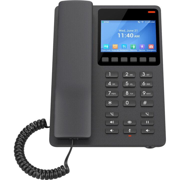 Telefone IP Grandstream GHP631 preto, 2 contas SIP, 2 linhas, 1 porta PoE 10/100, tela LCD colorida de 3,5 polegadas