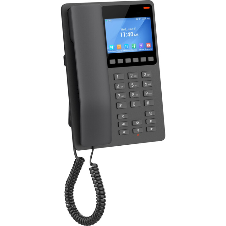 Telefone IP Grandstream GHP631 preto, 2 contas SIP, 2 linhas, 1 porta PoE 10/100, tela LCD colorida de 3,5 polegadas