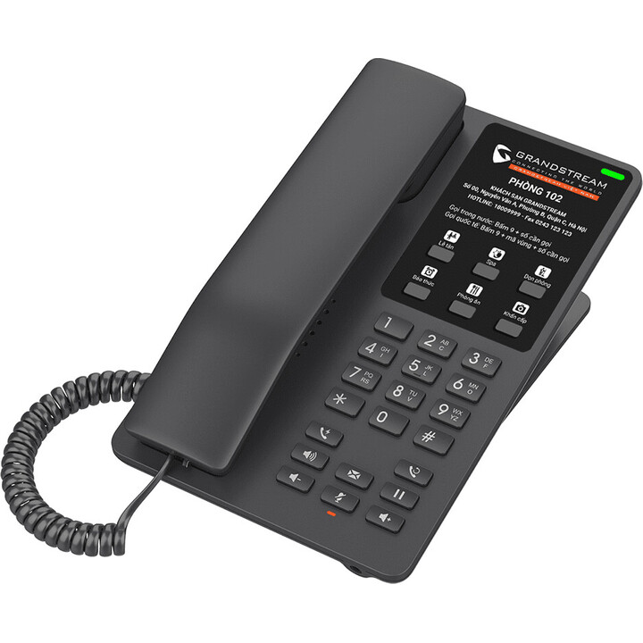 Grandstream GHP621 - Teléfono IP para hotel con 2 cuentas SIP, 1xEthernet, PoE, negro