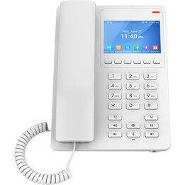 Grandstream GHP630 - Teléfono IP para hotel con 2 cuentas SIP, 1x10/100 Mbps, PoE, pantalla a color, blanco
