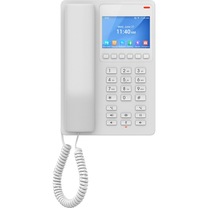 Grandstream GHP630 - Teléfono IP para hotel con 2 cuentas SIP, 1x10/100 Mbps, PoE, pantalla a color, blanco