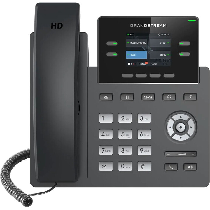 Grandstream GRP2612W - Teléfono IP con 2 Cuentas SIP, WiFi Dual, 2xFastEthernet, PoE, Color, 16xBLF