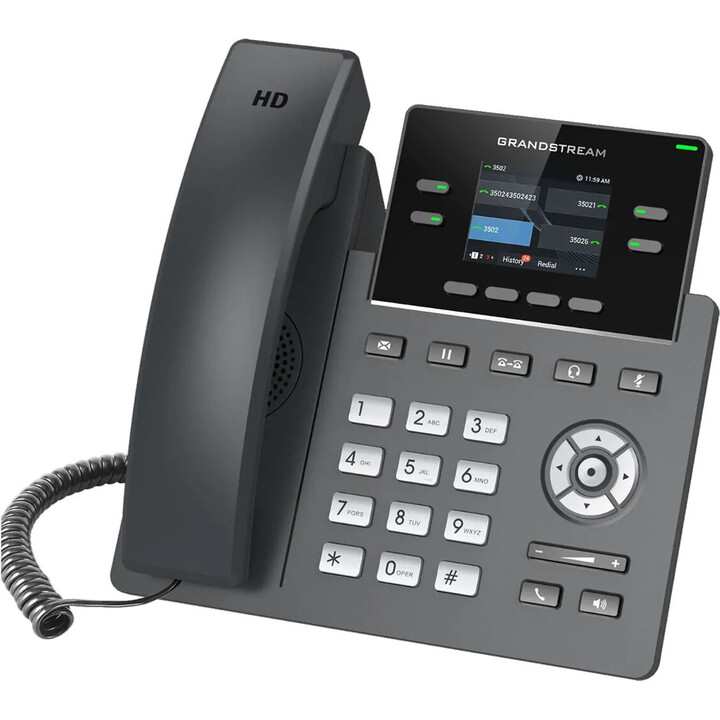 Grandstream GRP2612W - Teléfono IP con 2 Cuentas SIP, WiFi Dual, 2xFastEthernet, PoE, Color, 16xBLF