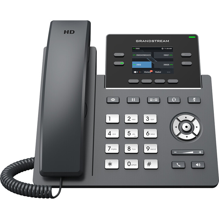 Grandstream GRP2612W - Teléfono IP con 2 Cuentas SIP, WiFi Dual, 2xFastEthernet, PoE, Color, 16xBLF