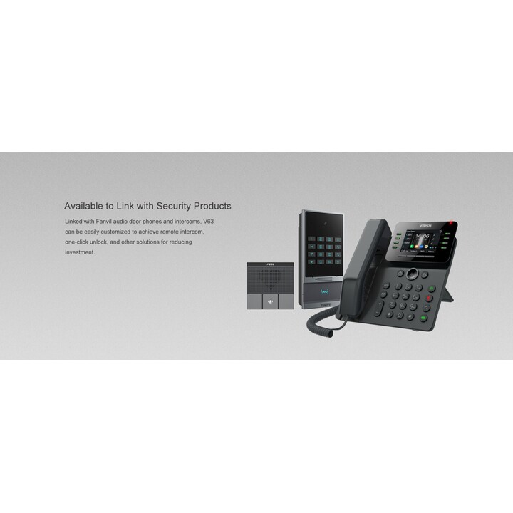 Fanvil V63 Teléfono IP, Gigabit Ethernet, 6 líneas, Wi-Fi, Bluetooth, 1000 contactos, negro