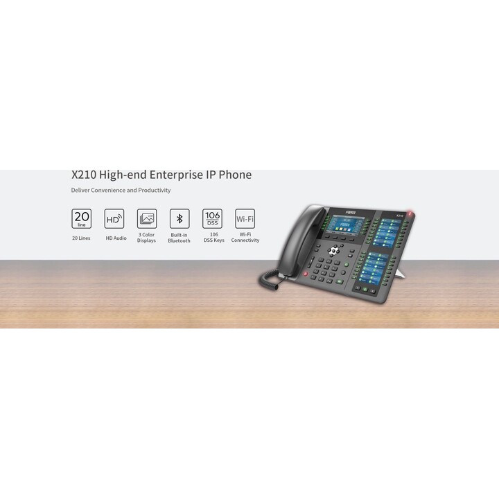 Fanvil X210 V2 IP phone Black 20 lines LCD