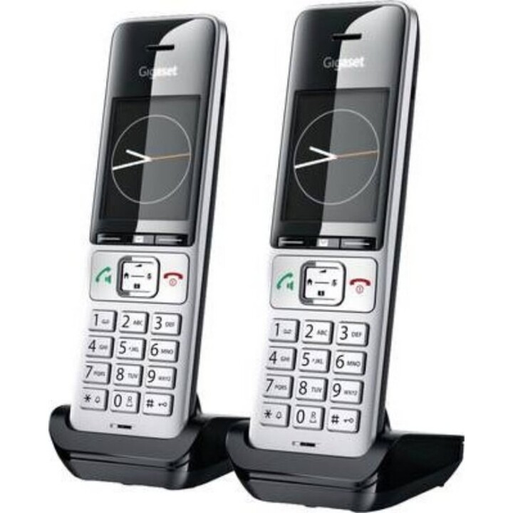 Gigaset COMFORT 500HX Duo DECT-/Analogtelefon Anrufer-Identifikation Schwarz, Silber