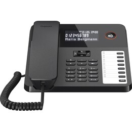 GIGASET DESK 600 black corded desk and wall phone LC display 7 direct dial keys phone book hearing aid compatible