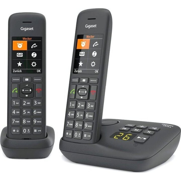 GIGASET C575A Duo black analog switches DECT 2 handsets TFT color display Hands-free Address book for 200 entries Alarm clock