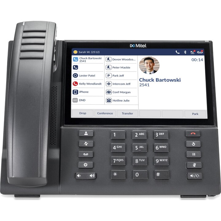Teléfono IP Mitel 6940W con auriculares inalámbricos, color negro