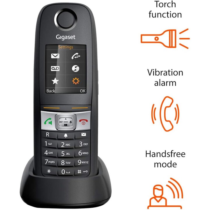 Gigaset E630HX universal handset, IP telephone (for connection to your base station or router , Black