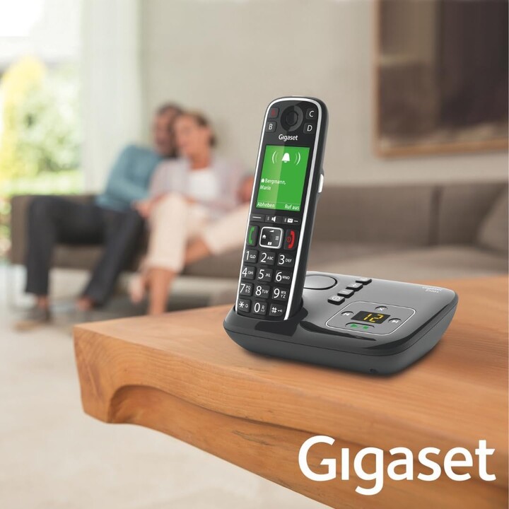 Gigaset E720A Elegant Senior Phone with answering machine and Practical Operation Aids, black