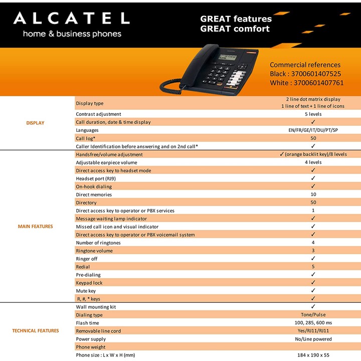 Alcatel Temporis 580 Black