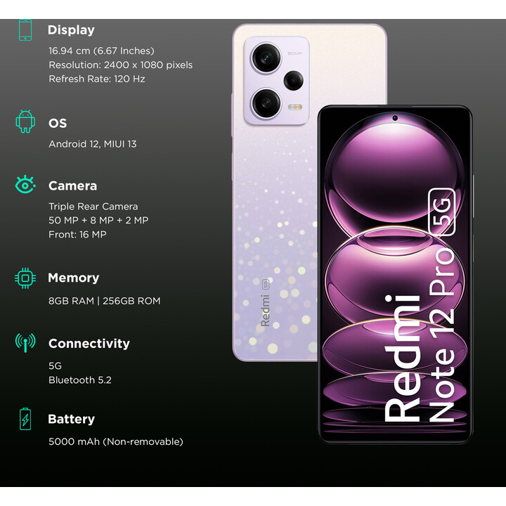 Xiaomi Redmi Note 12 Pro 5G 8GB 256GB Stardust Púrpura