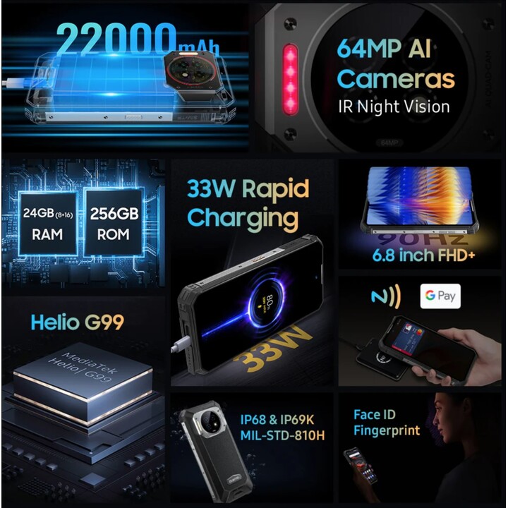 Oukitel WP19 Pro 8GB/256GB Dual Sim Preto