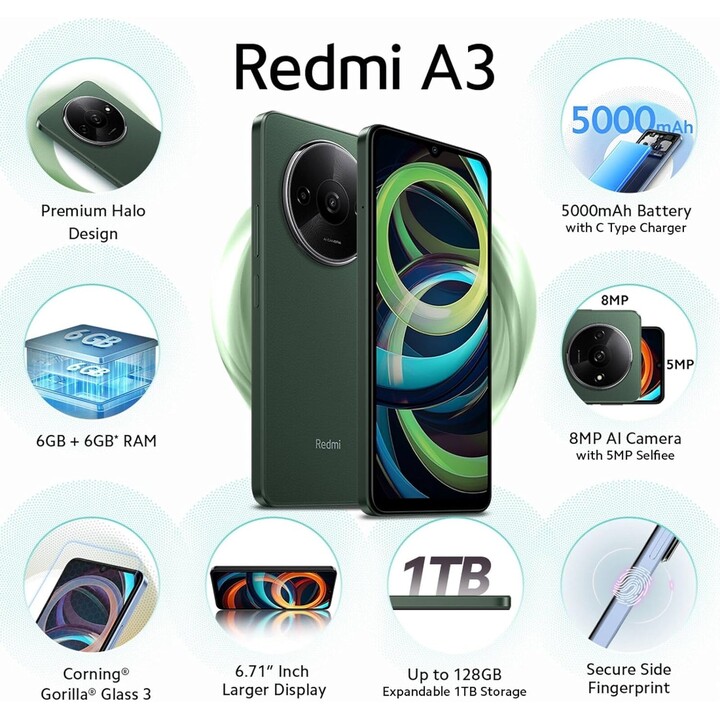 Xiaomi Redmi A3 4GB 128GB Dual Sim Verde
