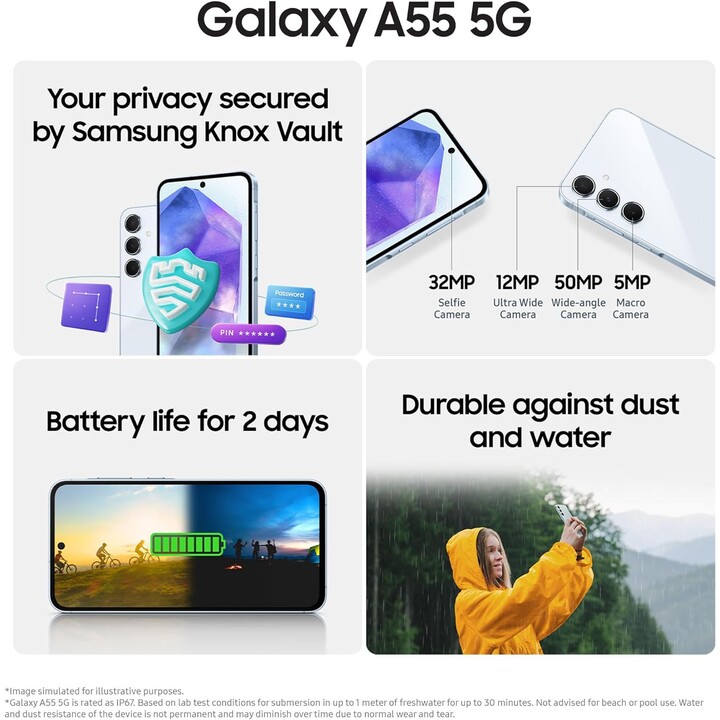 Samsung Galaxy A55 A556 5G 8 GB 128 GB Dual SIM Enterprise Edition, azul-marinho