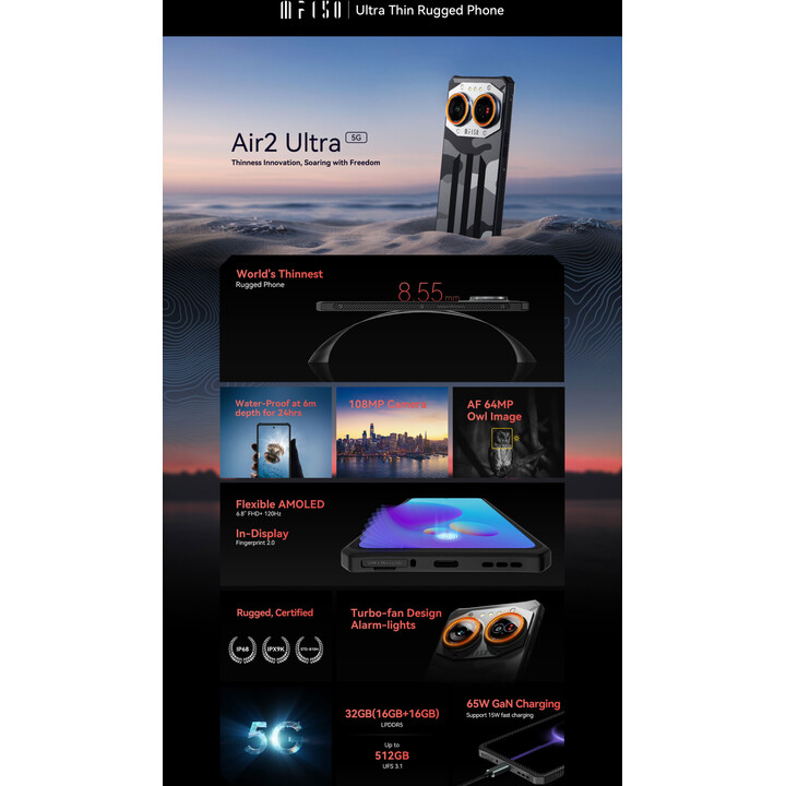 iiiF150 Air2 Ultra 5G 16GB 512GB Dual Sim Black Rugged