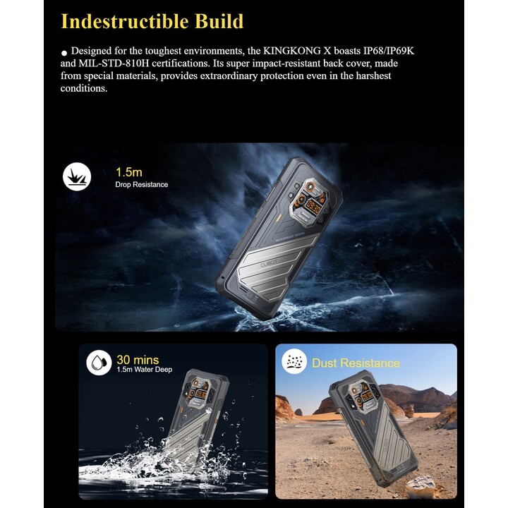 Cubot KingKong X 16Go 512Go Dual Sim Noir