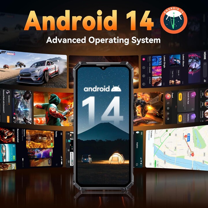 OUKITEL G1, Rugged Android 14 Smartphone, 24GB+256GB(TF 1TB) 6.52 HD+ Unbreakable Mobile Phone, Orange