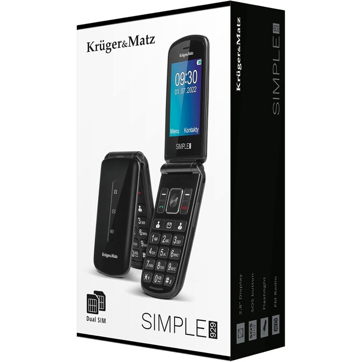 Kruger&Matz Teléfono GSM para Personas Mayores Simple 929 Botones Grandes Botón Dual SIM SOS KM0929.1