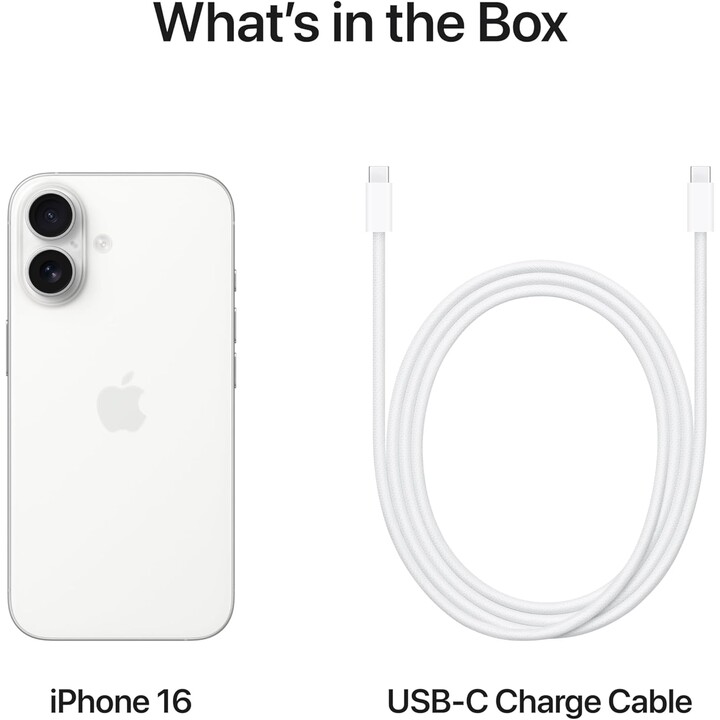 Apple iPhone 16 128GB, 5G Mobile phone with Apple Intelligence, Camera Control, A18 Chip, White