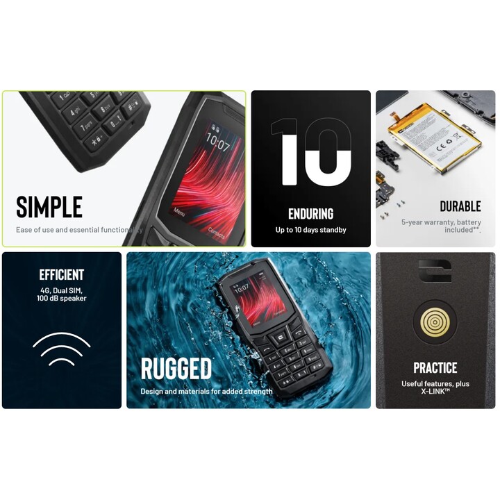 Crosscall Core-S5, 4G Mobile 2.4 Inches 8GB 16GB 2 megapixels Dual Sim Water Resistant Black