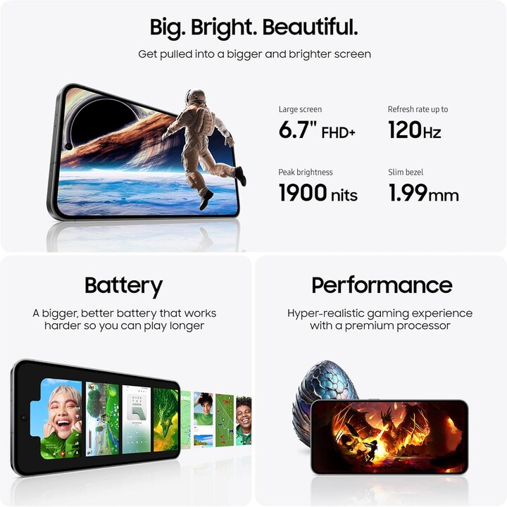 SAMSUNG Galaxy S24 FE, teléfono AI, teléfono inteligente Android de 128GB, cámara de alta resolución de 50 MP, amarillo