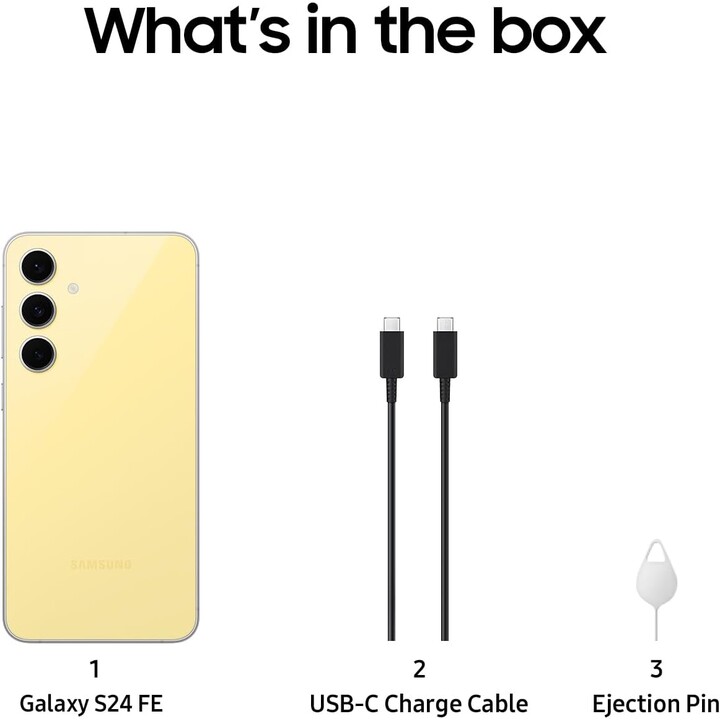 SAMSUNG Galaxy S24 FE, teléfono AI, teléfono inteligente Android de 128GB, cámara de alta resolución de 50 MP, amarillo