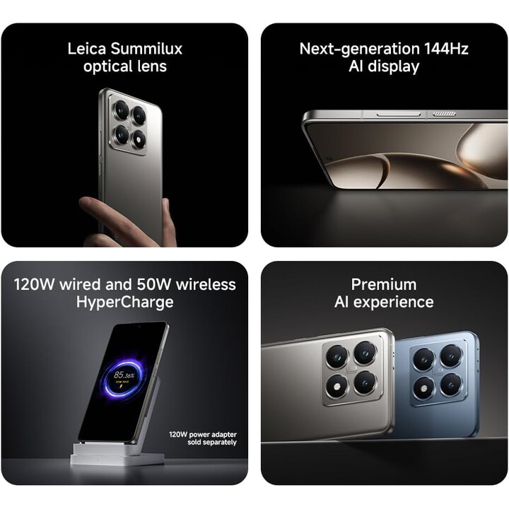 Xiaomi 14T Pro 5G, 12GB 512GB, Smartphone with 6.67 AI display, Dual Sim, Titan Black